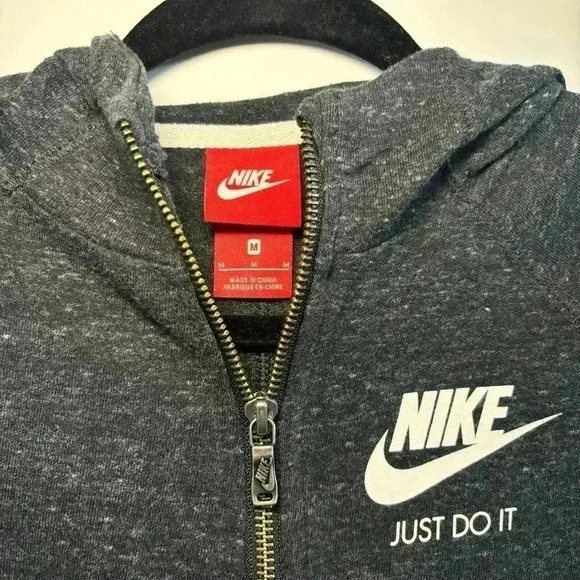 Nike Youth Girls Zip-up Hooded Thin Sweatshirt Size Medium Charcoal Gray - Picture 3 of 4